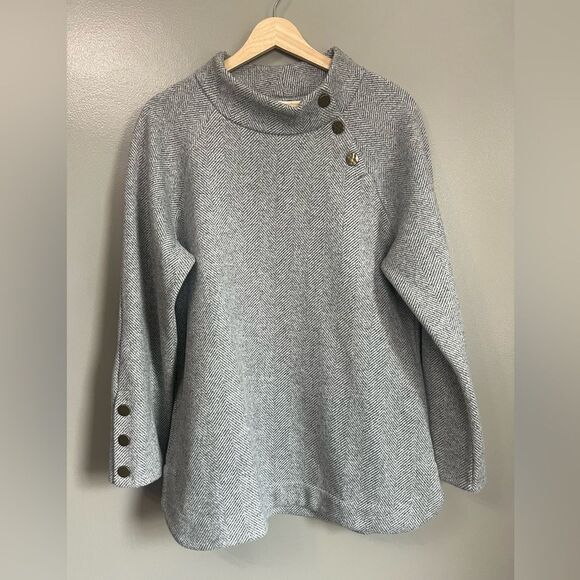 Soft Surroundings Brooke tunic sweater black white herringbone large office - Picture 10 of 11